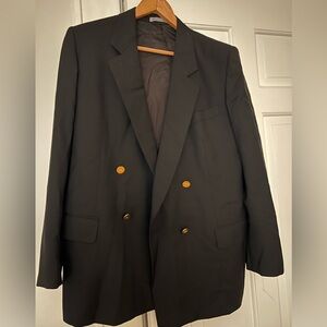 Vintage Burberry fine worsted wool, black blazer ,double breasted XL - 44